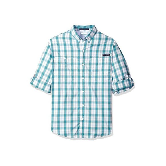 NEW $70 Columbia Super Tamiami Shirt! XL  White & Blue Plaid  Omni Shade  UPF 40 - Picture 3 of 4